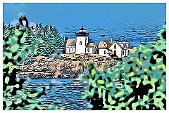 View From Hilltop of Indian Island Light - Digital Paint
